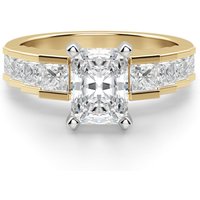 Anillo de Compromiso Corte Radiante 1.50 ct Cinderella Staircase Diamante de Laboratorio Oro Amarillo 585 (14K)