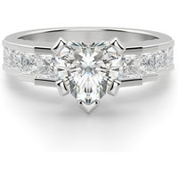 Anillo de Compromiso Corte Corazón 0.75 ct Cinderella Staircase Diamante de Laboratorio Oro Blanco 585 (14K)