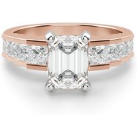 Anillo de Compromiso Corte Esmeralda 0.50 ct Cinderella Staircase Diamante de Laboratorio Oro Rosa 585 (14K)
