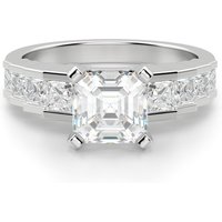 Anillo de Compromiso Corte Asscher 2.50 ct Cinderella Staircase Diamante de Laboratorio Oro Blanco 585 (14K)