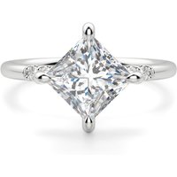 Anillo de Compromiso Acentuado Corte Princesa 2.00 ct Kite Set Diamante de Laboratorio Platino 950