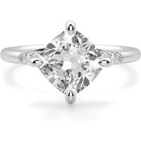 Anillo de Compromiso Acentuado Corte Cojín 0.75 ct Kite Set Diamante de Laboratorio Oro Blanco 585 (14K)