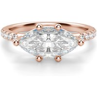 Anillo de Compromiso Acentuado Corte Marquesa Basket 2.00 ct East-West Diamante de Laboratorio Oro Rosa 585 (14K)