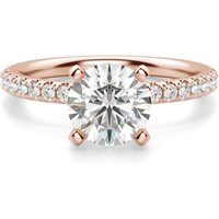 Anillo de Compromiso Acentuado Corte Redondo 3.00 ct Petite Diamante de Laboratorio Oro Rosa 585 (14K)