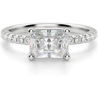 Anillo de Compromiso Acentuado Corte Radiante Basket 2.00 ct East-West Diamante de Laboratorio Oro Blanco 585 (14K)