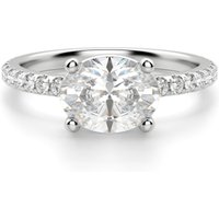 Anillo de Compromiso Acentuado Corte Ovalado Basket 2.00 ct East-West Diamante de Laboratorio Oro Blanco 585 (14K)