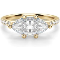 Anillo de Compromiso Acentuado Corte Marquesa Basket 2.00 ct East-West Diamante de Laboratorio Oro Amarillo 585 (14K)