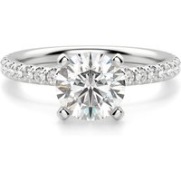 Anillo de Compromiso Acentuado Corte Redondo 2.00 ct Petite Diamante de Laboratorio Oro Blanco 585 (14K)