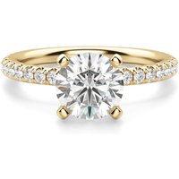 Anillo de Compromiso Acentuado Corte Redondo 3.00 ct Petite Diamante de Laboratorio Oro Amarillo 585 (14K)