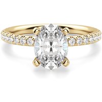 Anillo de Compromiso Acentuado Corte Ovalado 0.75 ct Petite Diamante de Laboratorio Oro Amarillo 585 (14K)