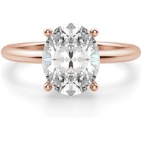 Anillo de Compromiso Clásico Corte Ovalado 3.00 ct Basket Set Diamante de Laboratorio Oro Rosa 585 (14K)