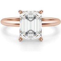 Anillo de Compromiso Clásico Corte Esmeralda 3.00 ct Basket Set Diamante de Laboratorio Oro Rosa 585 (14K)