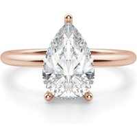 Anillo de Compromiso Clásico Corte Pera 0.75 ct Basket Set Diamante de Laboratorio Oro Rosa 585 (14K)