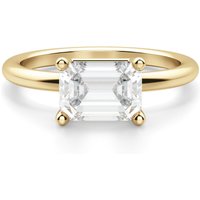 Anillo de Compromiso Clásico Corte Esmeralda 2.00 ct Basket East-West Diamante de Laboratorio Oro Amarillo 585 (14K)