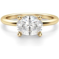 Anillo de Compromiso Clásico Corte Ovalado 3.00 ct Basket East-West Diamante de Laboratorio Oro Amarillo 585 (14K)