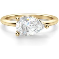 Anillo de Compromiso Clásico Corte Pera 1.00 ct Basket East-West Diamante de Laboratorio Oro Amarillo 585 (14K)