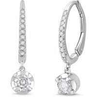 Pendientes de Aro Lcd con Colgante Redondo 0.50 ct. tot. Diamante de Laboratorio Oro Blanco 585 (14K)