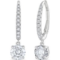 Pendientes de Aro Lcd con Colgante Redondo 1.20 ct. tot. Diamante de Laboratorio Oro Blanco 585 (14K)