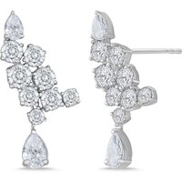 Pendientes de Racimo con Colgante Pera 2.00 ct. tot. Diamante de Laboratorio Oro Blanco 585 (14K)