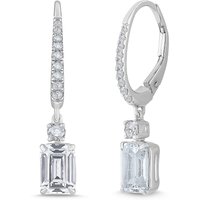 Pendientes Colgantes de Esmeralda 2.25 ct. tot. Diamante de Laboratorio Oro Blanco 585 (14K)