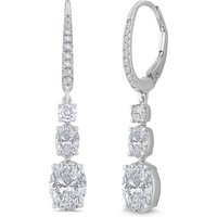 Pendientes Colgantes Triple Graduado 3.00 ct. tot. Diamante de Laboratorio Oro Blanco 585 (14K)