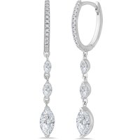 Pendientes Colgantes Triple de Marquesa 1.50 ct. tot. Diamante de Laboratorio Oro Blanco 585 (14K)