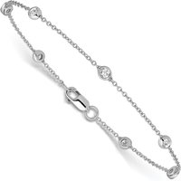 Pulsera Rolo Chain con Estaciones de Diamantes de Laboratorio Oro Blanco 585 (14K)