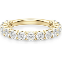 Anillo Media Eternidad Scallop Set con Piedras Redondas 3.00 mm Diamante de Laboratorio Oro Amarillo 750 (18K)