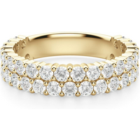 Anillo Media Eternidad de Dos Filas con Piedras Redondas 2.00 mm Diamante de Laboratorio Oro Amarillo 750 (18K)