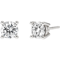 Pendientes de Botón Clásicos con Diamantes Naturales Redondos 0.50 Quilates Oro Blanco 585 (14K)