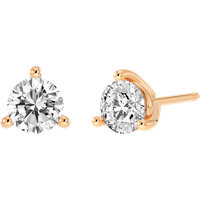 Pendientes de Botón Clásicos con Diamantes Naturales Redondos 0.50 Quilates Oro Rosa 585 (14K)