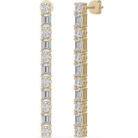 Pendientes Colgantes con Corte Redondo y Esmeralda Diamante de Laboratorio Oro Amarillo 585 (14K)
