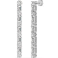 Pendientes Colgantes con Corte Redondo y Esmeralda Diamante de Laboratorio Oro Blanco 585 (14K)