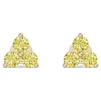 Pendientes de Botón en Racimo de Tres Piedras - Canary - Oro Amarillo 585 (14K)