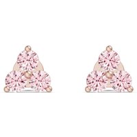 Pendientes de Botón en Racimo de Tres Piedras con Turmalinas Rosas Oro Rosa 585 (14K)