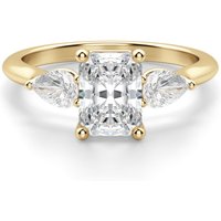 Anillo de Compromiso Clásico Radiante 1.75 ct con Piedras de Pera Diamante de Laboratorio Oro Amarillo 585 (14K)