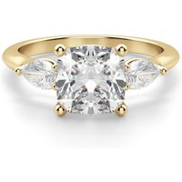 Anillo de Compromiso Clásico Cojín 0.75 ct con Piedras de Pera Diamante de Laboratorio Oro Amarillo 750 (18K)