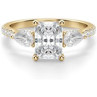Anillo de Compromiso Acentuado Radiante 1.50 ct con Piedras de Pera Diamante de Laboratorio Oro Amarillo 585 (14K)