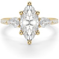 Anillo de Compromiso Acentuado Marquesa 1.25 ct con Piedras de Pera Diamante de Laboratorio Oro Amarillo 585 (14K)