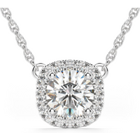 Collar Naples con Corte Redondo 1.50 ct Diamante de Laboratorio Oro Blanco 585 (14K)