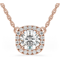 Collar Naples con Corte Redondo 1.50 ct Diamante de Laboratorio Oro Rosa 585 (14K)