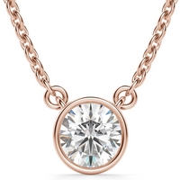 Collar Corte Redondo Marseille 1.50 ct Diamante de Laboratorio Oro Rosa 585 (14K)