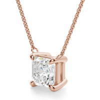 Collar Corte Asscher Claw Prong 0.75 ct Diamante de Laboratorio Oro Rosa 585 (14K)