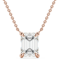Collar Corte Esmeralda Claw Prong 1.50 ct Diamante de Laboratorio Oro Rosa 585 (14K)