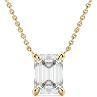 Collar Corte Esmeralda Claw Prong 2.00 ct Diamante de Laboratorio Oro Amarillo 585 (14K)