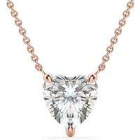 Collar Corte Corazón Claw Prong 2.00 ct Diamante de Laboratorio Oro Rosa 585 (14K)