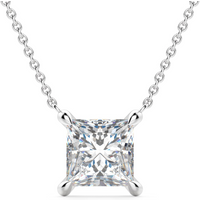 Collar Corte Princesa Claw Prong 2.00 ct Diamante de Laboratorio Oro Blanco 585 (14K)