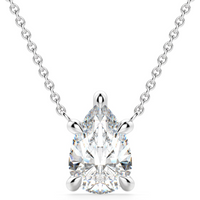 Collar Corte Pera Claw Prong 0.25 ct Diamante de Laboratorio Oro Blanco 585 (14K)