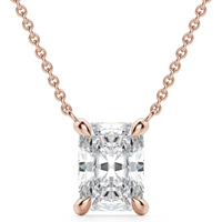 Collar Corte Radiante Claw Prong 1.00 ct Diamante de Laboratorio Oro Rosa 585 (14K)