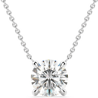 Collar Corte Redondo Claw Prong 0.50 ct Diamante de Laboratorio Oro Blanco 585 (14K)